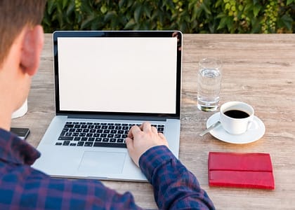 Man working using his laptop