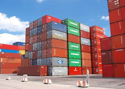 Container yard full of container van