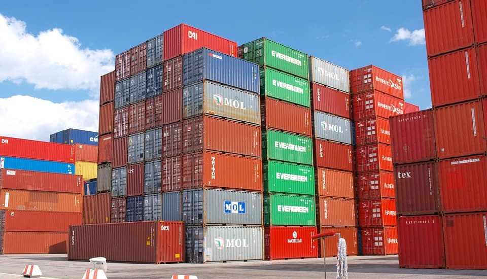 Container yard full of container van
